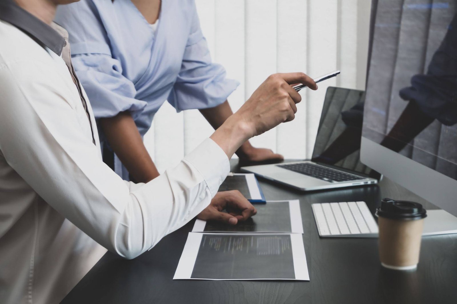 Team working with computers